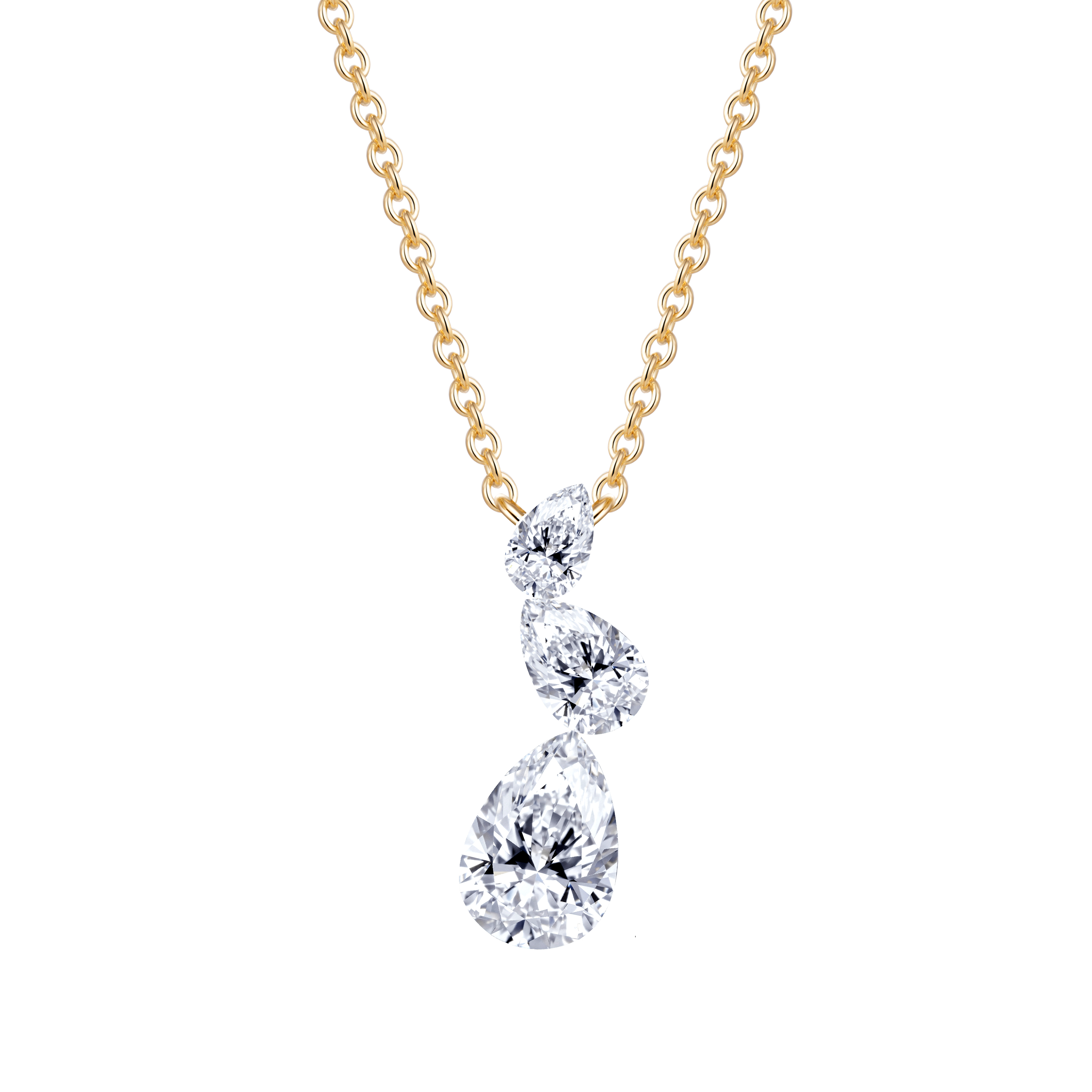 Yellow gold pear vertical necklace
