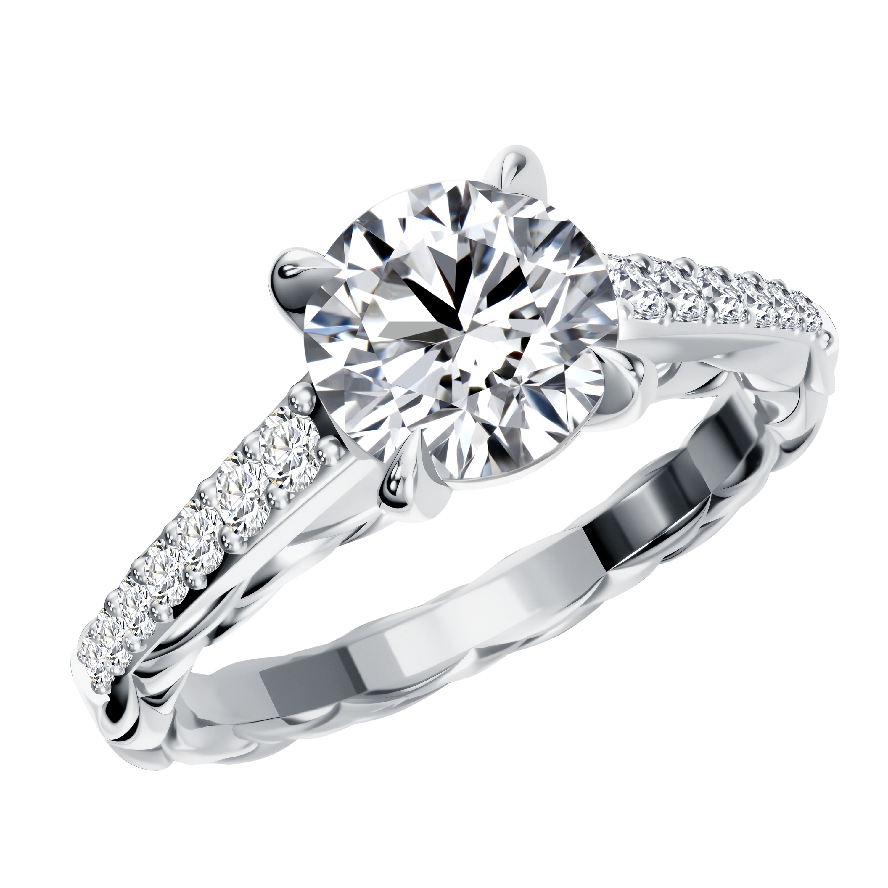 White gold round pavé ring