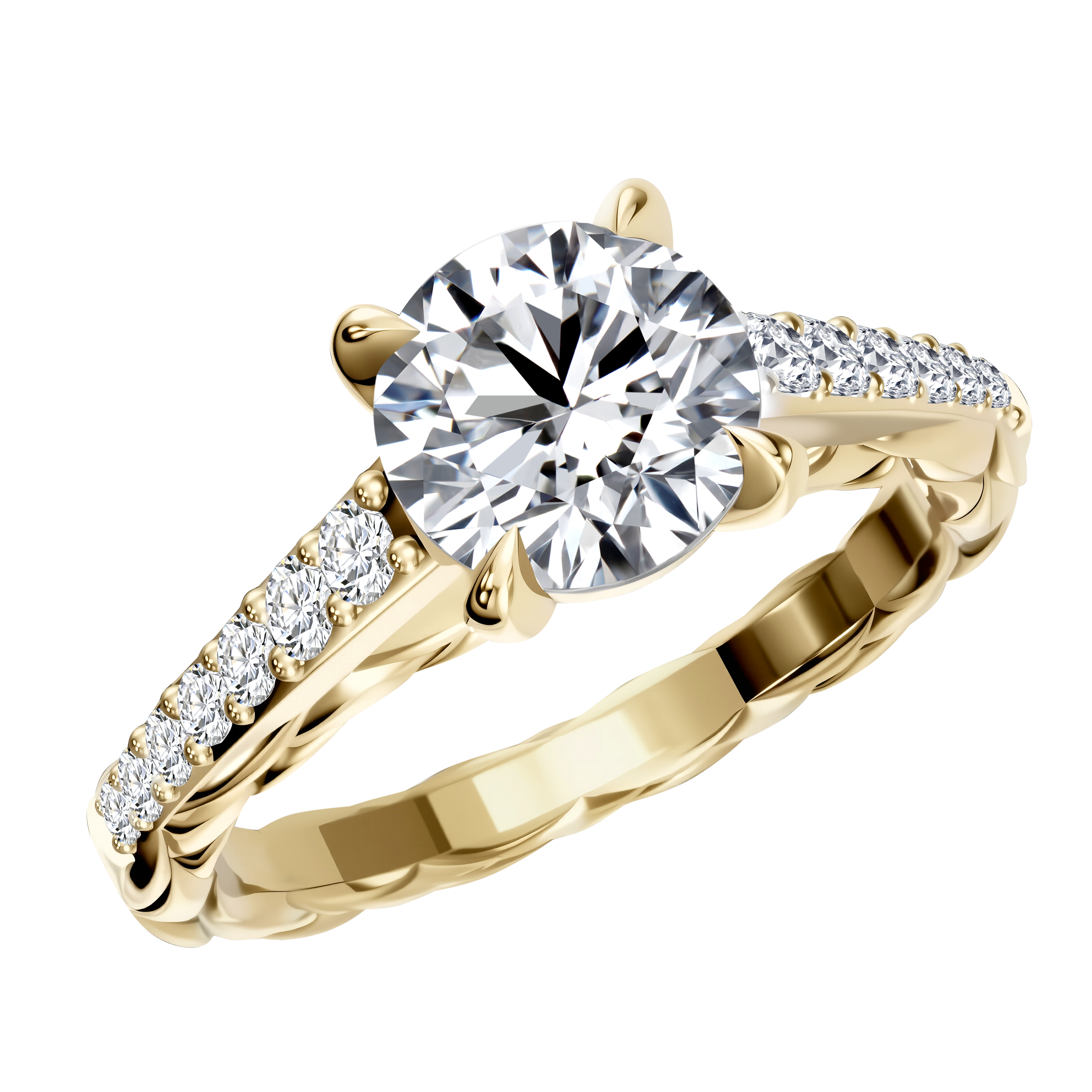Yellow gold round pavé ring