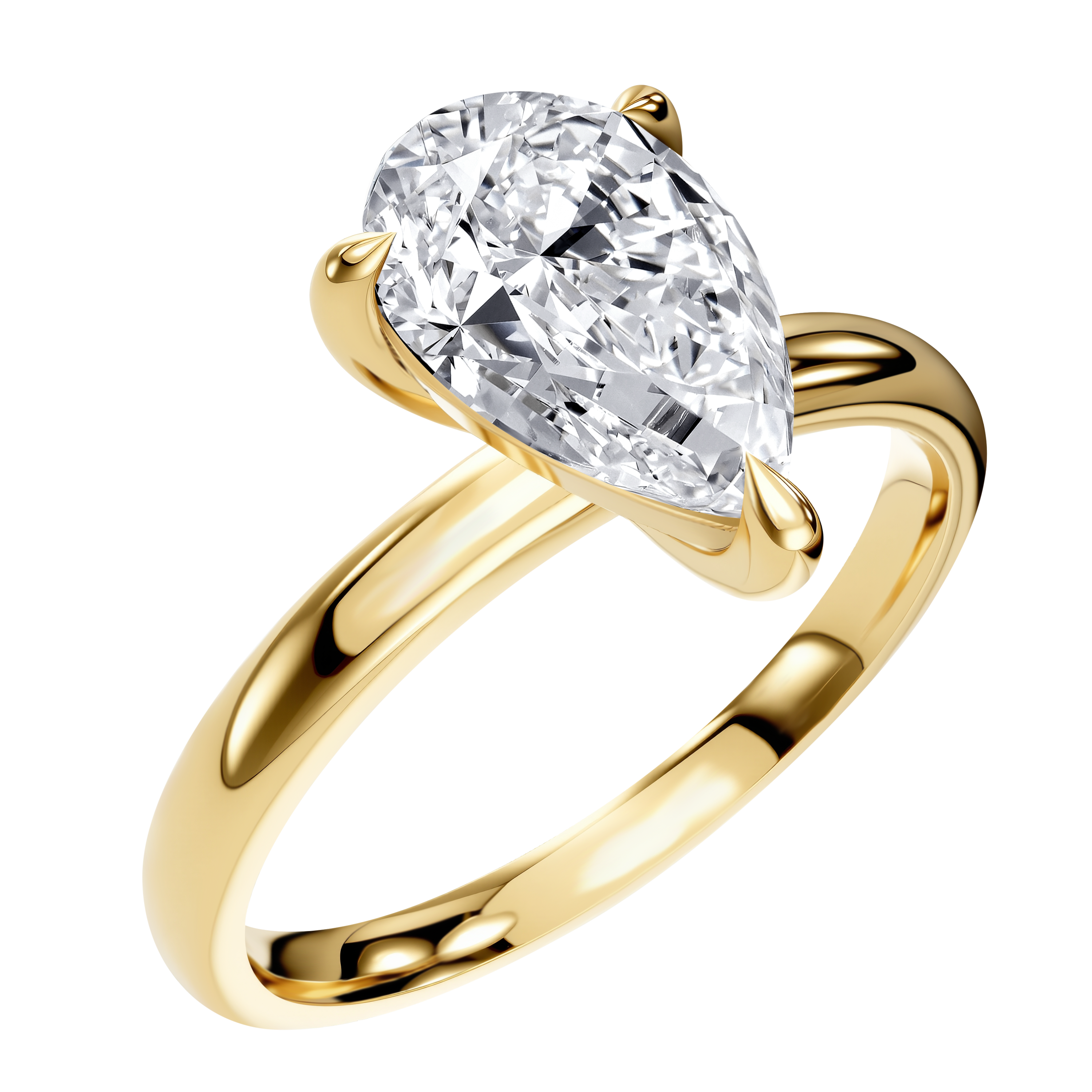 Yellow gold pear pavé ring